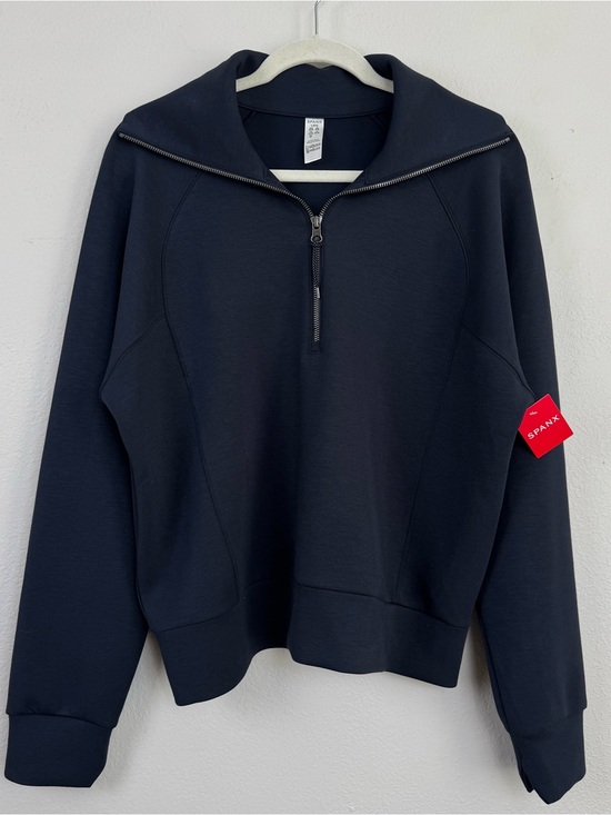 SPANX Tops - SPANX Softstreme AirEssentials Half Zip Pullover Sweatshirt Women’s L Navy NWT